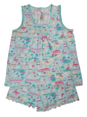 Secret Treasures 'Summer' Print Pajama Set Tank Top & Shorts Women's Size L